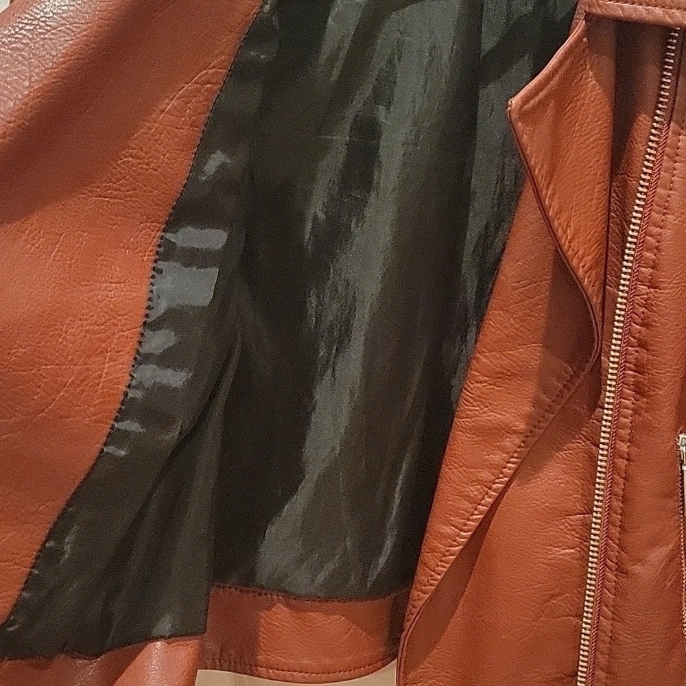 FREE PRESS Motorcycle Jacket Vegan Leather Notch Collar sz small - Picture 11 of 12